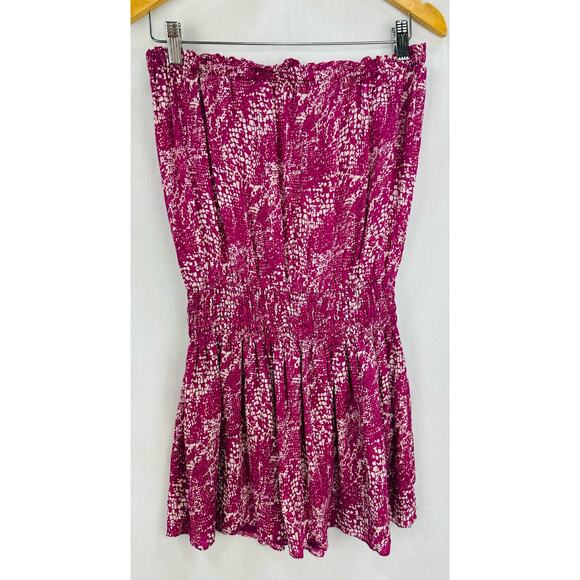 Ramy Brook Silk Printed St. Barts Silk Strapless Mini Dress Purple – Size Medium - Picture 3 of 7